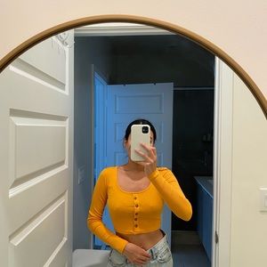 Mustard Forever 21 crop top